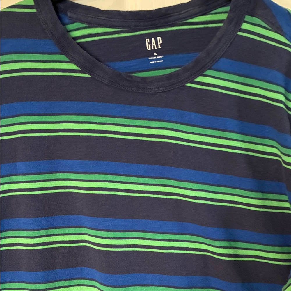 Men’s GAP Striped Short Sleeve Tee in Navy, Blue & Green